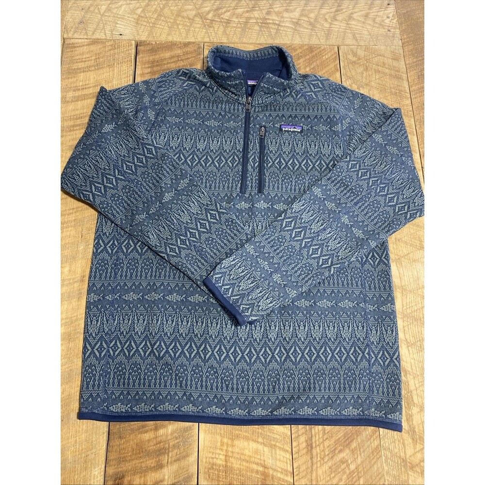 Patagonia Better Sweater Fleece Jacket Men's M Falconer Fish Trout Aztec 1/4 Zip